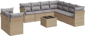 vidaXL 10 részes bézs polyrattan kerti ülőgarnitúra párnával