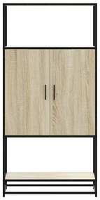 Highboard sonoma tölgy 68x35x139 cm gépelt fa és fém