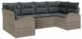 vidaXL Kerti Kanapé Szett párnával 6 pcs Szürke Poly Rattan