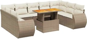 vidaXL 10 részes bézs polyrattan kerti ülőgarnitúra párnával