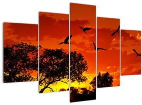 Madarak képe naplementekor (150x105 cm)