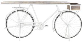 Bicikli design vintage konzolasztal fehér barna