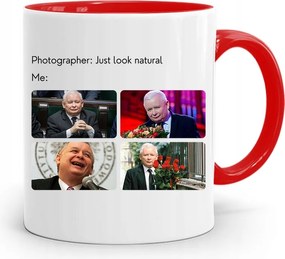 Piros Vicces Bögre Jaroslaw Kaczynski fényképes nyomattal