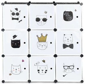 Macskás játéktároló szekrény, grafit színű 110x37x110 cm