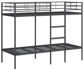 fekete acél emeletes ágy matrac nélkül 75 x 190 cm