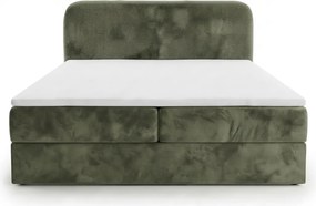 Kárpitozott boxspring ágy FORENA 160x200 cm sötétzöld Matrac: Bonell rugós matrac