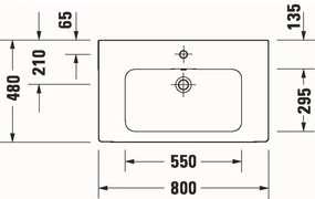 Duravit 23998000002 - Falra szerelhető mosdó D-CODE 80x48 cm kerámia/fényes fehér