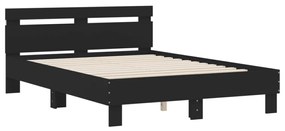 fekete ágykeret fejtámlával és LED-del 120 x 190 cm