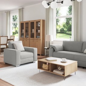 3 részes kanapékészlet párnákkal, felhőszürke anyaggal