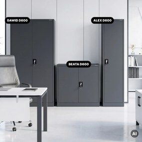 Kartotékos iratszekrény kulcsos antracit, 450x1850x600 mm: ALEX D600