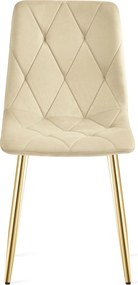 Világos bézs bársony étkezőszék LIBRA arany lábakkal