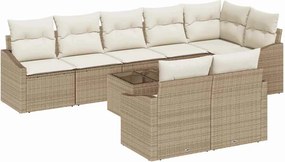 vidaXL Kerti Kanapé Szett párnával 9 pcs Beige és krém polirattan