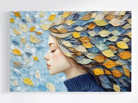 Vászonkép Canvas Portré Nő Lány Levelek Ősz 120x80