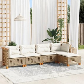 5 részes bézs polyrattan kerti ülőgarnitúra párnákkal