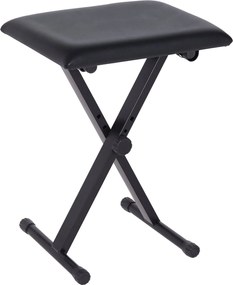 HOMCOM Magasságban Állítható, Összecsukható Zongora Szék, Smink Szék, Fém, Műbőr, Hab Fekete 39 x 29 x 37-47 cm | Aosom