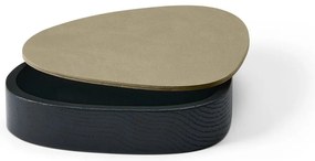 Zöld-fekete fedeles-dekoratív fa-öko bőr tárolódoboz 14x12,5x3,5 cm Curve Nupo – LIND DNA
