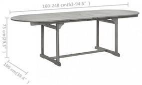 tömör akácfa kerti étkezőasztal (160-240) x 100 x 75 cm