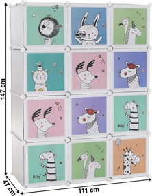 Gyerek moduláris szekrény, szürke/gyerek minta, HAKON