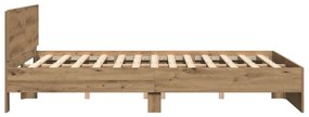 Fejvéges Ágykeret Artisan Tölgy színben – 180 x 200 cm, mérnöki fából készült.