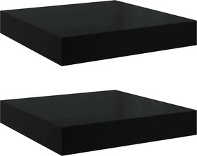 vidaXL 2 db magasfényű fekete MDF lebegő fali polc 23 x 23,5 x 3,8 cm