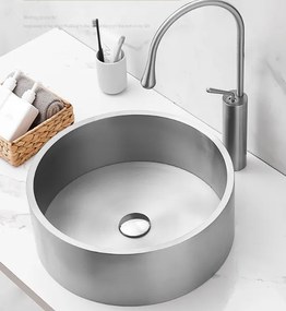 ROUND 40 kerek szatén acél mosdókagyló KLIKK DUGÓVAL