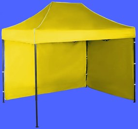 Gyorsan összecsukható sátor 2x3m – acél, Sárga, 2 oldalfal