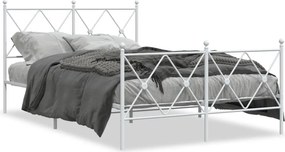 vidaXL fehér fém ágykeret fej- és lábtámlával 120 x 190 cm