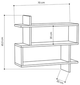 Natúr színű többszintes fali polc tölgyfa dekorral 70 cm Paralel – Kalune Design