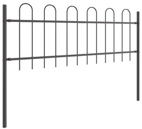 Kerti Kerítés Íves Felső Szürke 6,8x0,6 m Acél