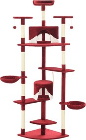 vidaXL piros/fehér macskabútor szizál kaparófákkal 203 cm
