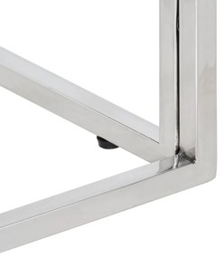 ezüstszínű rozsdamentes acél és tömör akácfa dohányzóasztal