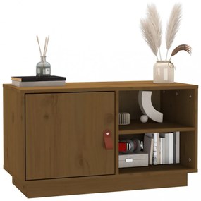 mézbarna tömör fenyőfa TV-szekrény 70 x 34 x 40 cm