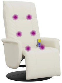 krémszínű dönthető műbőr masszázsfotel lábzsámollyal