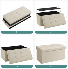 Taburette tárolóhellyel OTTOMAN 76x38 cm, krém