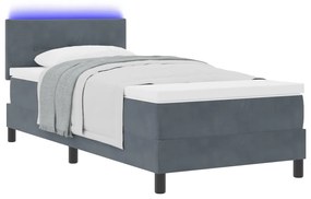Boxspring ágy matraccal és LED-del Sötétszürke 90x200 cm Bársony
