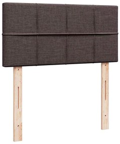 sötétbarna szövet ottomán ágy matraccal &amp; LED-ek 90x200 cm