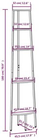 5 szintes fekete sarokpolc 45,5 x 31,5 x 180 cm
