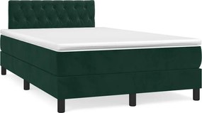 vidaXL sötétzöld bársony rugós ágy matraccal 120 x 200 cm