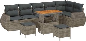 vidaXL Kerti Kanapé Szett párnával tárolóval 9 pcs Szürke Poly Rattan