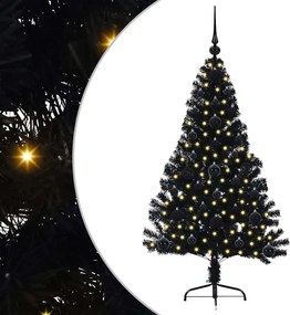 vidaXL Mesterséges, előre világított karácsonyi fa Fekete 120 cm PVC