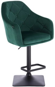HR831KW Sötétzöld modern velúr szék fekete lábbal