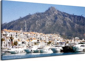 Vászonkép Hajók Nyár Monaco Hegy 120x70 cm Ideális ajándék