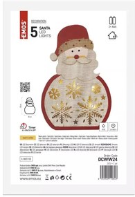 LED dekoráció, fa – Télapó, 30 cm, 2x AAA, beltéri, meleg fehér, időzítő