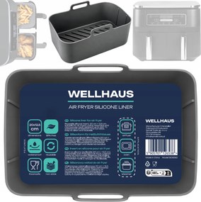 Szilikon Utántöltő Airfryer Wellhaus Téglalap Alakú Szürke Ninja Olajsütőkhöz