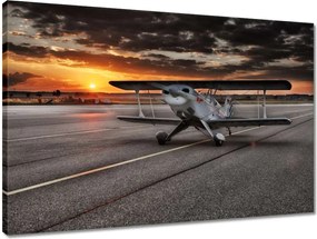 Vászonkép 60x40 Repülőgép naplemente