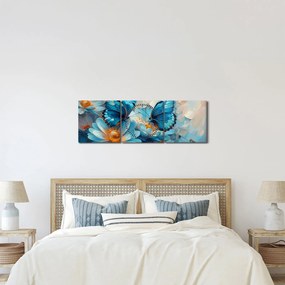 Kép - Kék pillangók (órával) (90x30 cm)