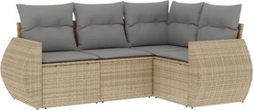 vidaXL 4 részes bézs polyrattan kerti ülőgarnitúra párnákkal