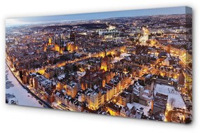 Canvas képek Gdańsk Téli panoráma folyó 100x50 cm