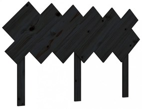 fekete tömör fenyőfa ágyfejtámla 132x3x81 cm