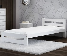 AMI nábytek LUX VitBed fenyő ágy 90x200cm tömör fehér + habmatrac 13cm